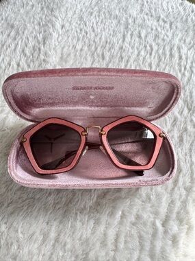 Miu Miu Pink Hexagonal Sunglasses